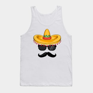 Cinco De Mayo Mustache Mexican sombrero hat Tank Top